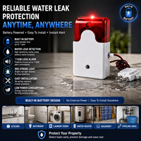 Détecteur de fuite d'eau alimenté par batterie, alarme sonore et lumineuse 110 dB avec double sonde métallique pour la protection contre les inondations des équipements DS-103B