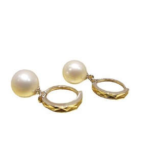 A-Lian Pearl Earrings 9-10mm S925 <b>Silver</b> <b>Hoop</b> Korean Style Freshwater Pearl AAA Grade Geometric Design Everyday Wear - Product Image 5