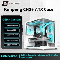 CH2+ MicroATX Mid Tower Curved Desktop Metal Glass Gaming Computer Cases USB Front Ports ESports Full-Transparent Sea View Water