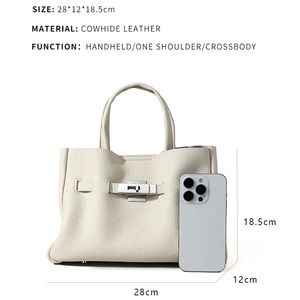 Grossiste Cuir Véritable Top Poignée Sac <span class=keywords><strong>Femme</strong></span> Classique Lock Satchel Main Travail Bureau Épaule Tote Logo Personnalisé OEM - Product Image 6
