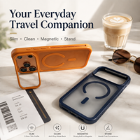 Casing Pelindung Lensa TPU+PC Tipis 2.0mm Anti-Sidik Jari Mewah untuk 16 Pro Max/15 Pro/14 Penutup Belakang Magnetik yang Dapat Disesuaikan