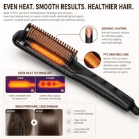 Cepillo Alisador de Cabello Negro Torlin con Pantalla LCD, Calor Ajustable y Apagado Automático - Uso Doméstico para Hombres y Cuidado de la Barba