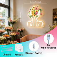 Vase à fleurs décoratif avec enseigne néon LED, décoration murale néon pour fleuriste et maison bohème