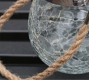 Lampada solare Crack Glass Ball ambra Warm Led Hanging lampada solare Outdoor Waterproof 2 modalità opzionale luci del serbatoio solare - Product Image 4