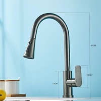 Robinet de cuisine gris anthracite 9006 de haute qualité, avec douchette extractible trois fonctions, pour évier, eau chaude et froide, vente en gros usine