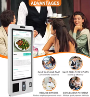 Kiosque de commande et de paiement de 32'' sur pied avec écran tactile capacitif, boîtier métallique, Windows/Android, pour informations santé et commandes alimentaires, SDK inclus