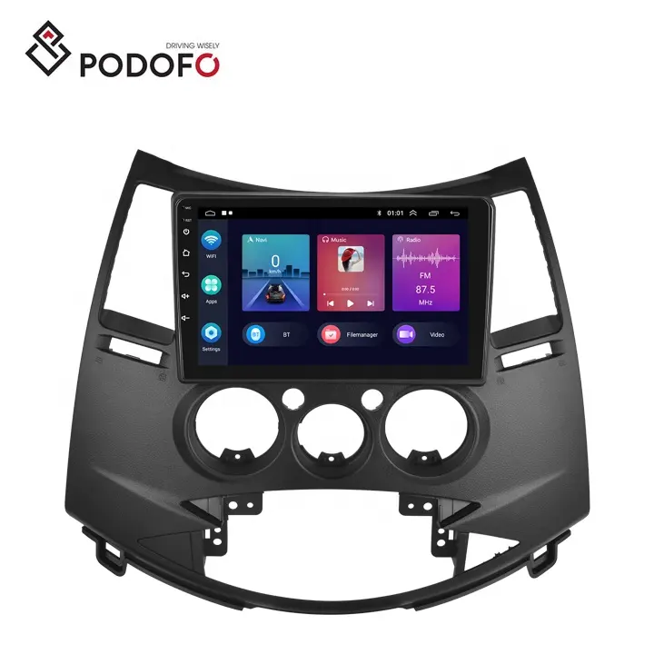 Podofo 9 ''Android 13 รถวิทยุสําหรับMitsubishi Grandis 2006 CarPlay AndroidอัตโนมัติGPS WiFi BT FM RDSแผงFasciaโรงงาน