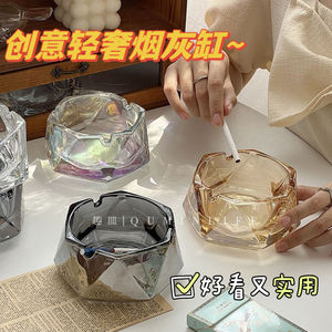 Glass Ashtray Minimalist Design Clear For Home Living Room Bar Hotel Use - Product Image 2