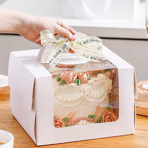 Grande boîte à gâteaux carrée portable avec fenêtre Fournitures de boulangerie Emballage Stratification brillante pour les aliments de qualité supérieure - Product Image 6