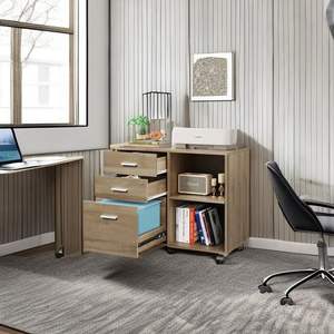 Le classeur horizontal en bois à tiroir de haute qualité avec étagères ouvertes convient à la décoration de bureau à domicile ou d'entreprise - Product Image 4
