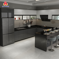 Contreplaqué noir allure américain prêt à l'emploi personnalisé mdf acrylique smart White modulaire Chine luxe maison Design Armoires de cuisine
