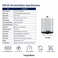 Motor DC Brushless Kecepatan Tinggi Tengli 030 3V 12V 20000RPM Maks. Konektor Kabel Terminal Solder CW CCW untuk Otomatisasi Mainan