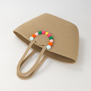 Túi xách đi biển mùa hè dành cho nữ, chất liệu dây thừng cotton, túi đeo vai đi nghỉ mát, túi hình bánh bao, túi đeo vai bằng dây thừng cotton dệt tay, túi xách thời trang - Product Image 2