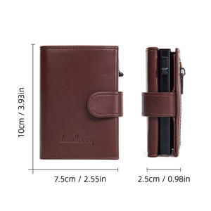 Nouvel étui porte-cartes automatique en cuir PU avec protection <span class=keywords><strong>RFID</strong></span> pour hommes, avec fermoir, pour cartes bancaires, de crédit, professionnelles et d'identité - Product Image 3
