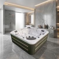 Baignoire de massage moderne pour salle de bain avec télévision, cascade, lumière LED, bulles d'air, système de contrôle Balboa, bain à remous pour deux personnes