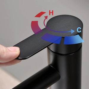 Grifo Monomando Moderno de Acero Inoxidable Negro sin Contacto para Agua Fría y Caliente, Montado en Cubierta, de un Solo Orificio, para Lavabo de Sala de Estar - Product Image 3