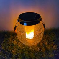 Lampe Solaire LED IP65 Effet Flamme pour Extérieur, Cour, Verre, Suspendue, Décorative, Noël, Style Bocal Mason