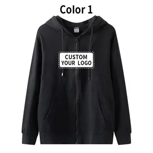 Manufacturer customized wholesale 300g zippered hooded sweatshirt men's oversized loose fit thickened and warm