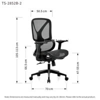 Chaise de bureau ergonomique moderne haut de gamme en maille avec soutien lombaire réglable, accoudoirs, fonction d'inclinaison, base pivotante silencieuse à 360° en aluminium