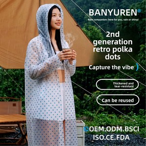 Impermeable Largo Transparente con Diseño de Puntos para <span class=keywords><strong>Mujer</strong></span>, de una Pieza, de EVA/PE, para Senderismo al Aire Libre - Product Image 1