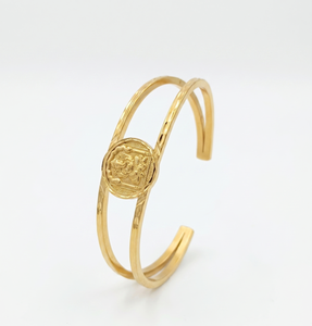 DIVYORO Designer Ornate Heritage Emblem Gold Kada Bracelet for <b>Men</b> Classic Gold Plated <b>Bangle</b> Traditional Fashion Jewelry - Product Image 1