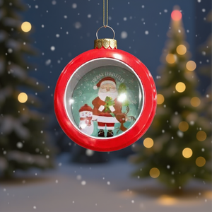 Homeera Christmas Ornament 13.5x7cm Round Iron Decorative Ball With Santa Design For Tree Decoration - Product Image 2