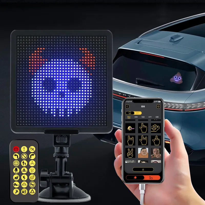 LED Digital Screen Sign Car lunotto posteriore LED Light Car Display APP BT Phantom Display Clock Pixel Screen
