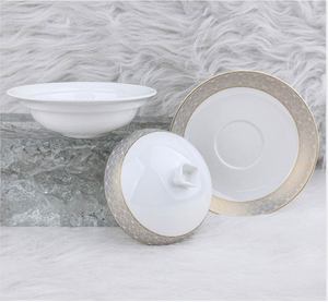 Ensemble de bols à soupe en céramique avec couvercle et sous-plat, design oriental, passe au lave-vaisselle, vaisselle de table - Product Image 4
