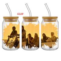 Una Gran Cantidad de Diseños se Pueden Personalizar, Envolturas para Vasos UV DTF de 16 oz, Pegatinas para Vasos con Diseños de Programas de Televisión, Pegatinas de Transferencia para Vidrio