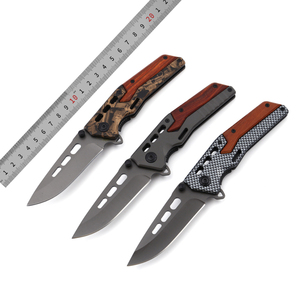 Bochen شفرة التيتانيوم المغلفة قابلة للطي مقبض خشبي سكاكين كامو مقبض من ألياف الكربون سكين جيب التخييم الصيد التكتيكي - Product Image 2