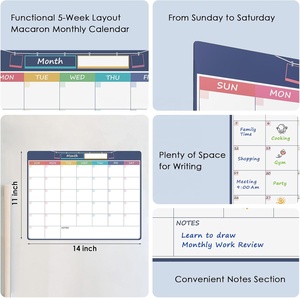Grand calendrier magnétique mensuel pour réfrigérateur, tableau de planification effaçable à sec avec section pour notes, têtes de jours colorées, résistant aux taches en PET - Product Image 3