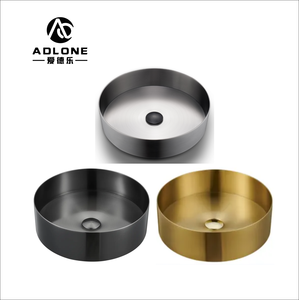 Lavabo de salle de bain rectangulaire moderne en acier inoxydable doré fait à la main avec finition satinée brossée Taille personnalisable Marque Meiyu - Product Image 1