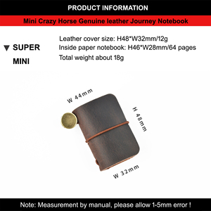 Cahier de poche en cuir Crazy Horse Journal de voyage en peau de vache Super Mini Support de carnet LOGO personnalisé cadeau promotionnel - Product Image 6