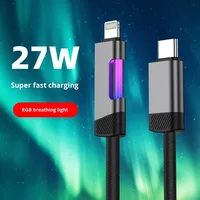 Câbles de données USB-C vers C en nylon tressé, 100W, charge rapide, 1,2 m, prêts à être expédiés, accessoires pour téléphone, type-C, RGB