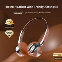 Casque Bluetooth supra-auriculaire style vintage, suppression du bruit ENC, en métal, idéal pour les sports de plein air et le bureau