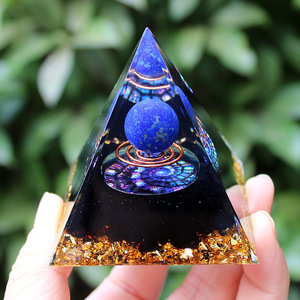 Pyramide en résine époxy Kogiya, boule de lapis-lazuli, décoration de maison, ornement de bureau, collection, cadeau - Product Image 2