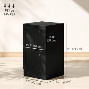 Armoire à dossiers verticale noire SENYU avec 2 tiroirs verrouillables pour usage de bureau - Product Image 3