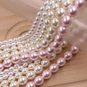 Contas de Pérola de Vidro Oval em Cores Mistas, Formato de Ovo, Contas Soltas para Fazer Joias de Casamento, Pulseiras e Colares DIY - Product Image 1