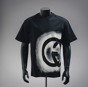T-shirt slim fit pour homme avec logo de marque personnalisé, imprimé doré, style hip-hop, motif de personnage, tissu denim brodé, polo - Product Image 3