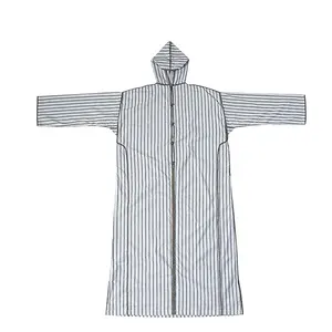 MOROCCAN STYLE 100% COTTON FLANNEL STRIPE PATTERN PULLOVER ROBE