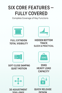 Cho các <span class=keywords><strong>slide</strong></span> mở rộng đầy đủ cho ngăn kéo 3-fold Hidden Telescopic Runner Damper bao gồm thiết kế hiện đại văn phòng nhà bếp sử dụng - Product Image 4