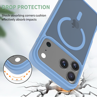 Étui de téléphone magnétique bleu clair durable pour iPhone 17 Pro Max étui antichoc couverture de téléphone portable sensation de peau étui de téléphone portable