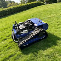 Robot tondeuse à gazon sur chenilles en caoutchouc avec moteur à essence quatre temps pour usage domestique, ranch et outils de jardinage haute performance