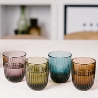 Verre à eau, jus, lait, transparent, côtelé, personnalisé, de style ancien, fabriqué à la machine, 300 ml, 350 ml, Low Ball, Highball