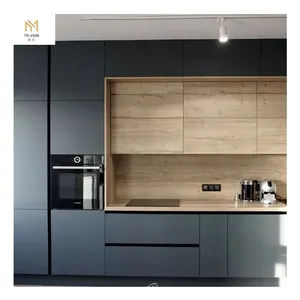 Singapur Kunden spezifische einfache L-förmige Quarz stein integrierte Schrank Design Küche