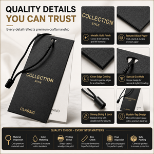 Etichette di Lusso in Carta Riciclata Personalizzate con Goffratura e Stampa a Caldo per Abbigliamento, Eco-Friendly e Sostenibili - Product Image 3