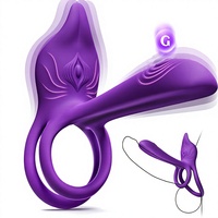 MOOLIGIRL Vibrierender Penisring-Vibrator für Paare mit Doppelstimulation für Penis & Klitoris, G-Punkt-Nippelklemmen, 10 Geschwindigkeitsstufen