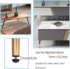 4 piezas oblicuas 40cm/16 pulgadas Metal hierro escritorio silla patas negro y dorado-para sala de estar dormitorio hogar Oficina muebles - Product Image 5