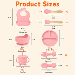 Set Piatto e Bavaglino per Bambini YMS, Set di Stoviglie per l'Alimentazione dei Bambini, Set <span class=keywords><strong>in</strong></span> <span class=keywords><strong>Silicone</strong></span> Senza BPA - Product Image 3