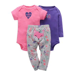 Vêtements pour bébés en coton 100% importés en gros, ensemble de 3 pièces, été, pas cher - Product Image 4